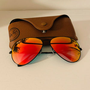 Ray-Ban Aviator Sunglasses FlashRed w/ Black Frame